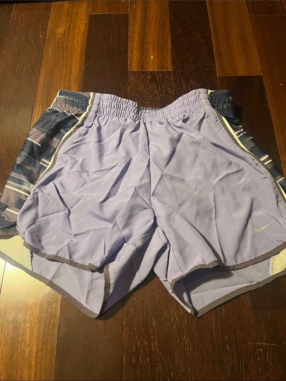 Nike Light Purple Running Shorts with Navy Side Panels